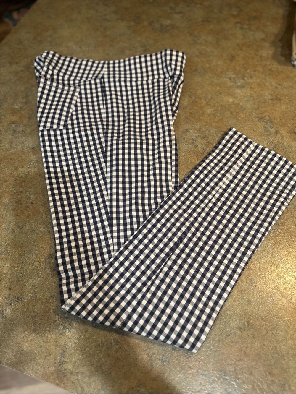J McLaughlin Navy & White Gingham Straight-Leg Pants